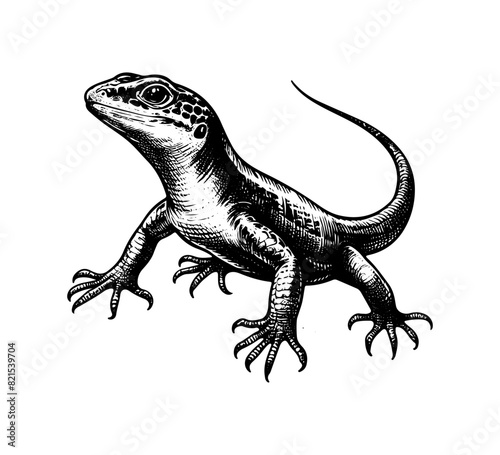  lizard vintage hand drawn vector