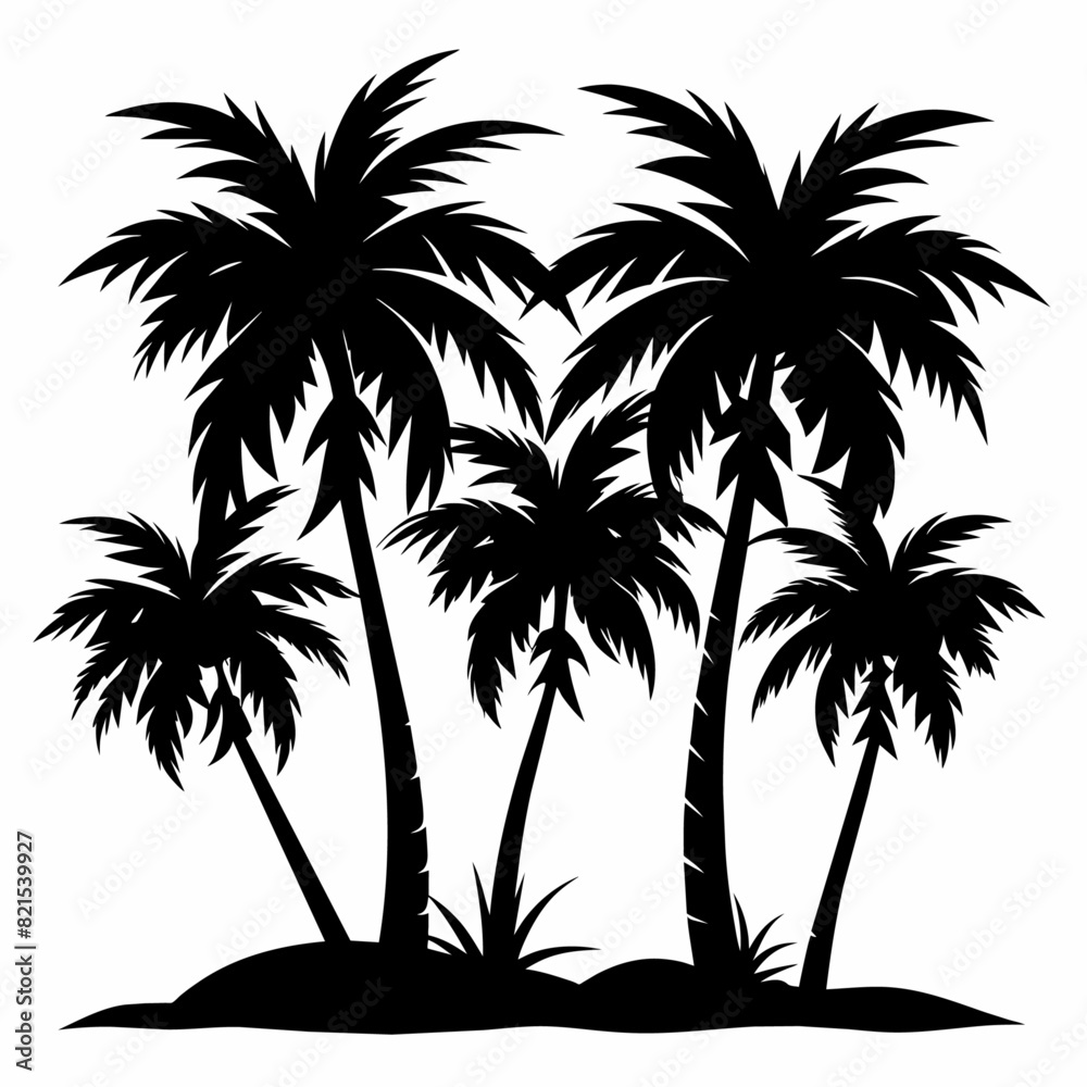 Fototapeta premium Palm Tree vector silhouette black color illustration