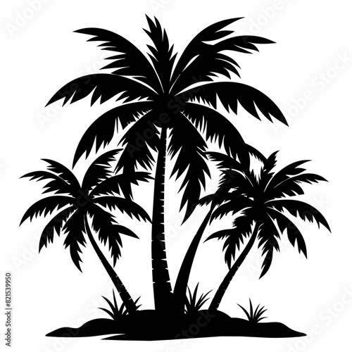 Palm Tree vector silhouette black color illustration