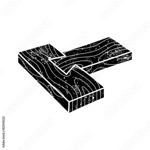 Wood joint black hand drawn icon in grunge look