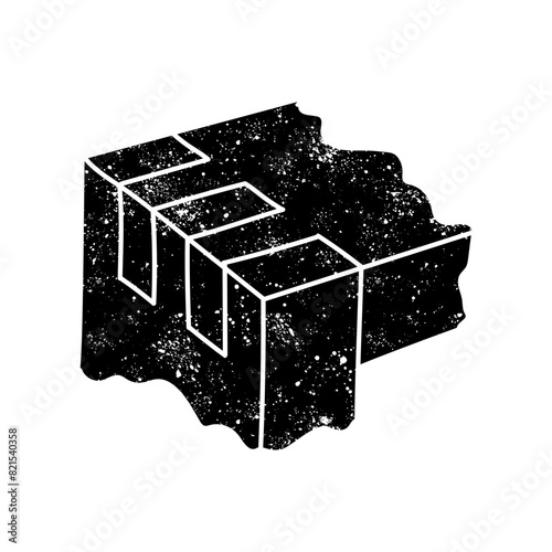 Wood finger joint black hand drawn icon in grunge look