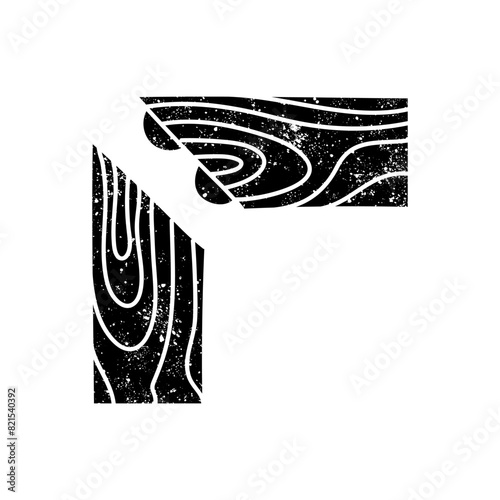 Corner wood joint using biscuit black hand drawn icon in grunge look