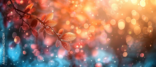 A bokeh background displays pastel colors of light peach and mint green. © Duka Mer