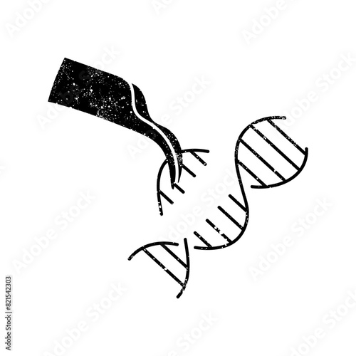 Artificially modified dna strains black hand drawn icon in grunge look