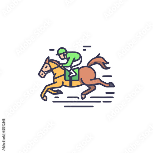 line icon depicting a racing horse with a jockey 