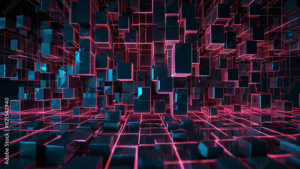 Modern abstract 3D background with a digital grid motif Modern abstract 3D background with a digital grid motif