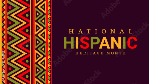 Hispanic heritage month banner with ethnic ornament for Latin festival, vector background. Hispanic Americans celebration of national culture, tradition and art heritage of ethnic handicraft pattern