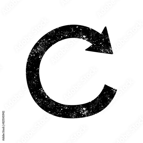 Clockwise rotating arrow black hand drawn icon in grunge look