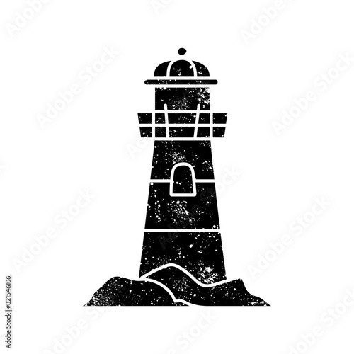 Light house black hand drawn icon in grunge look