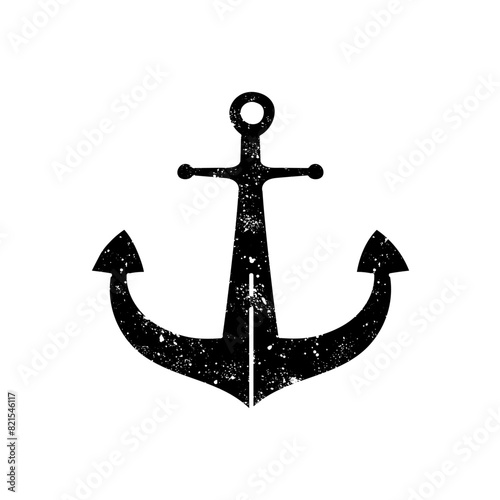 Nautical ship anchor black hand drawn icon in grunge look