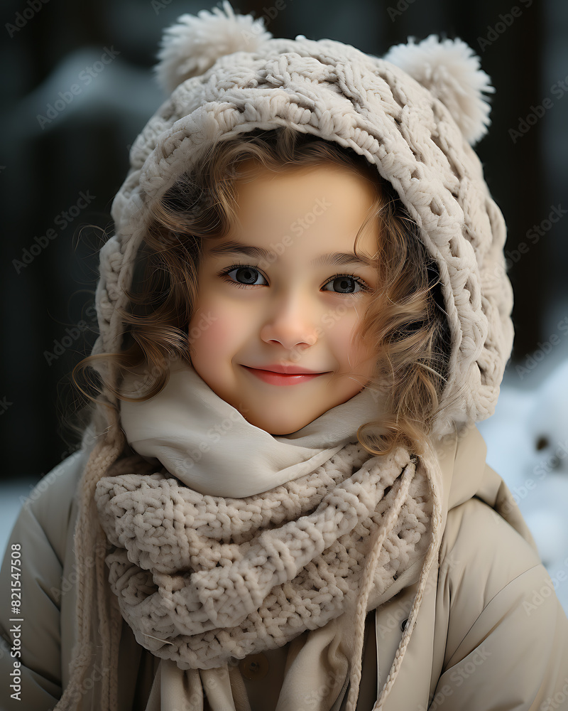 A cute little muslim girl with hijab winter A cute little muslim girl with hijab winter