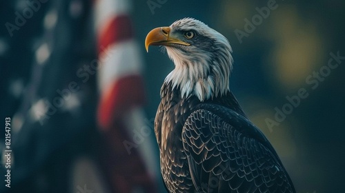 Bald Eagle with USA Flag