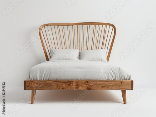 queen bed head frame front view isolated white background © marco