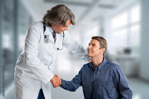 doctor consulting patient, discussing result in office