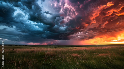 a dramatic thunderstorm over the plains