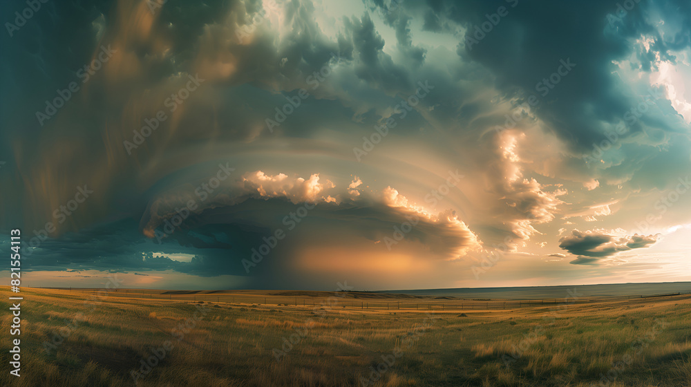 a dramatic thunderstorm over the plains