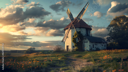 a charming old windmill photo