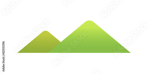 シンプルな新緑の山々の風景イラスト　白い背景に分離されたフラットなベクター素材 photo