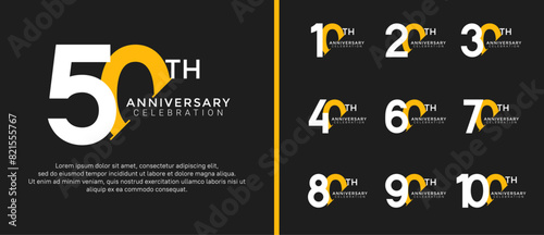 anniversary logo style set with white and yellow color can be use for celebration moment