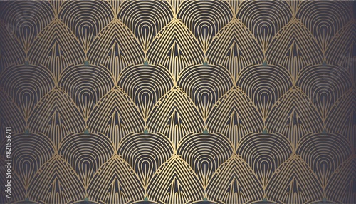  abstract art deco luxury pattern, golden vintage artistic background with geometric shapes, archs and swirls. Linear retro ornament, gatsby card.