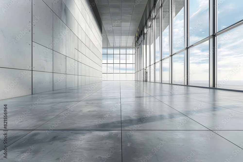 Fototapeta premium Expansive Minimalist Architecture with Geometric Glass and Steel Exterior