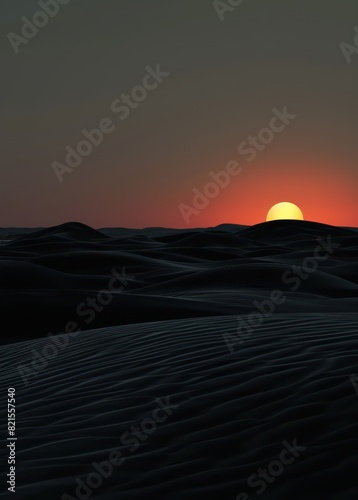 black desert at sunset on a style of futuristic minimalism