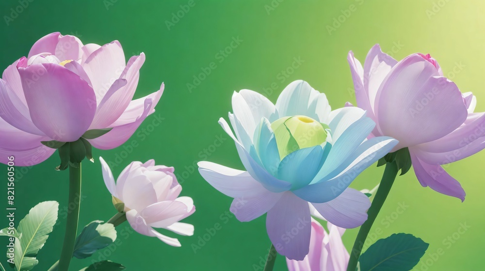 Fototapeta premium 緑と花をテーマにした抽象的なアート/Abstract art of green and flower