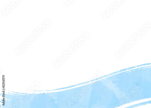 水彩風のシンプルな曲線のフレーム、波のようなストローク、夏