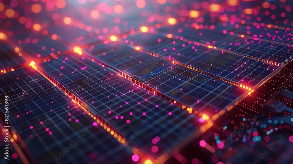 Solar cell array flat design front view futuristic technology theme 3D render Tetradic color scheme, Solar cell array flat design front view futuristic technology theme 3D render Tetradic color scheme,
