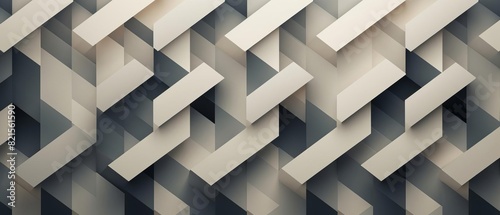 Abstract geometric pattern with 3D shapes in beige and gray tones  creating a modern and artistic background image.