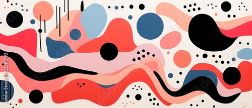 Abstract modern art with colorful organic shapes, fluid lines, and dots. Perfect for backgrounds, wallpapers, and artistic projects.