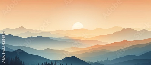Stunning sunset landscape showcasing rolling mountains and serene sky gradient  perfect for nature and travel themes.