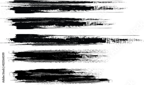 Set of Hand Drawn Grunge Brush Smears, Hand Drawn Grunge Brush vector, Black vector brush strokes collection. Black paint spots vector set