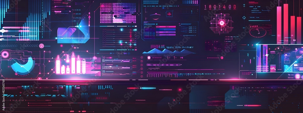 Obraz premium Machine Learning Model Analyzing Complex Data Sets in a Futuristic Visualization
