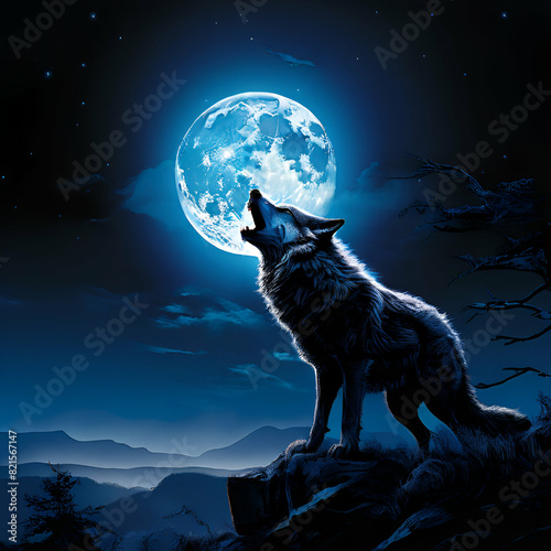wolf howling at the moon