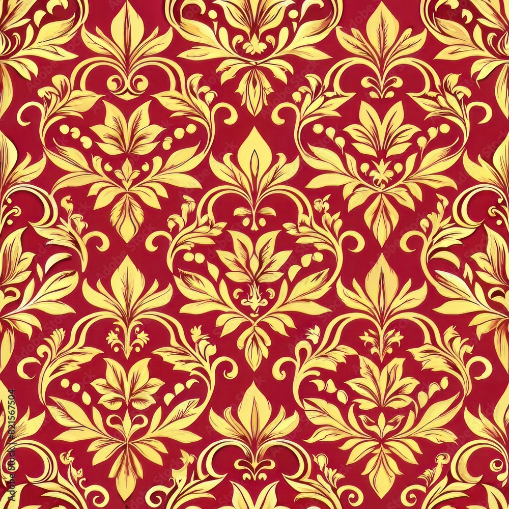 Seamless pattern of royal damask patterns with geometric shapes and patterns, adding a modern twist to a classic design, Generative AI Seamless pattern of royal damask patterns with geometric shapes and patterns, adding a modern twist to a classic design, Generative AI