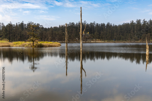 Dianchi Lake, with an elevation of about 2,704m, in Wawushan National Forest Park, Meishan city, Sichuan province, China © sergeymugashev