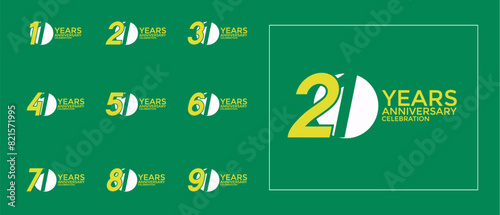 anniversary logo style set with yellow and white color can be use for celebration moment