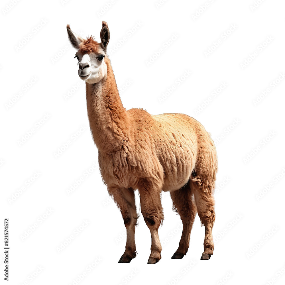 Fototapeta premium Llama or alpaca Isolated on transparent background PNG Generative AI