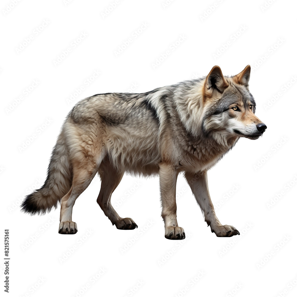 Obraz premium Wild wolf Isolated on transparent background PNG Generative AI