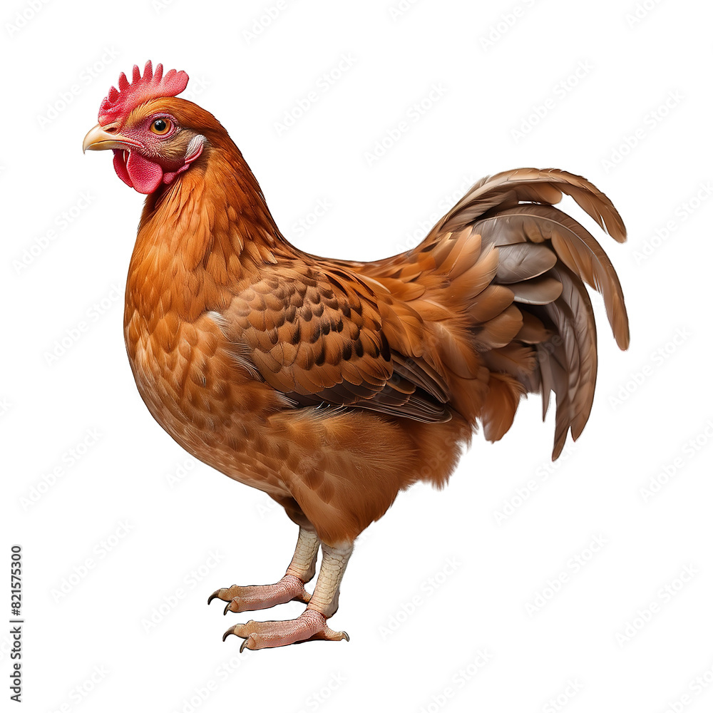 Fototapeta premium brown chicken Isolated on transparent background PNG Generative AI
