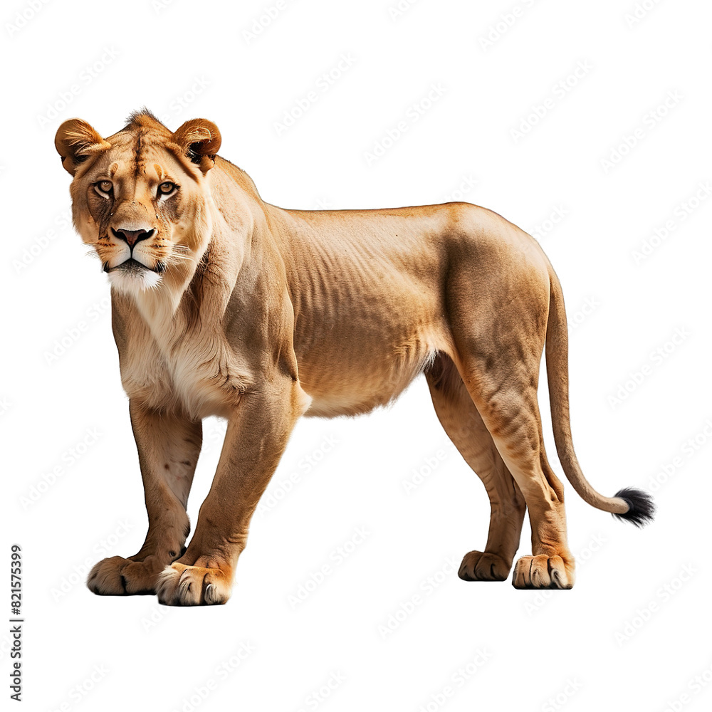 Obraz premium lioness Isolated on transparent background PNG Generative AI