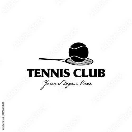 Racket and ball silhouette design, Tennis logo designs