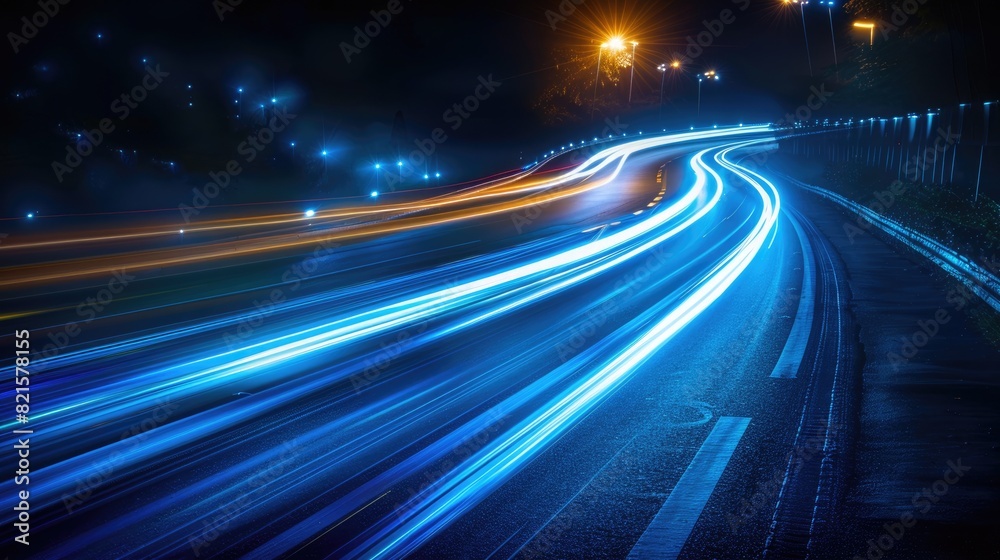 colorful light trails on a highway at night. colorful light trails on a highway at night.