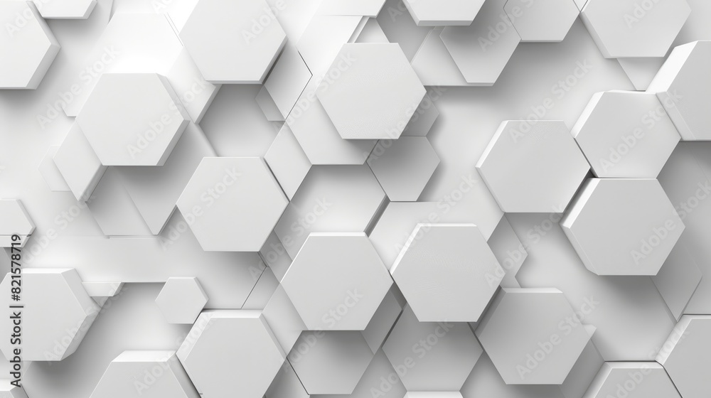 White hexagons of different sizes overlapping background White hexagons of different sizes overlapping background