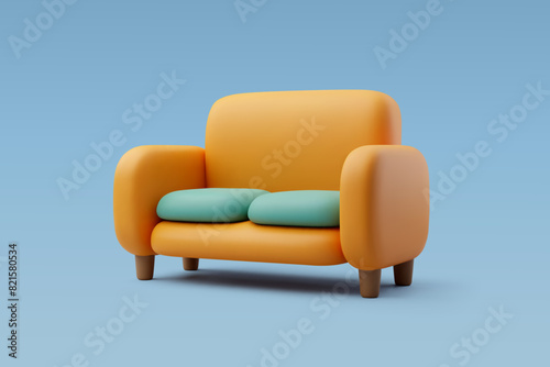 3d Vector Couch, Sofa with cushion, Home and furniture concept.