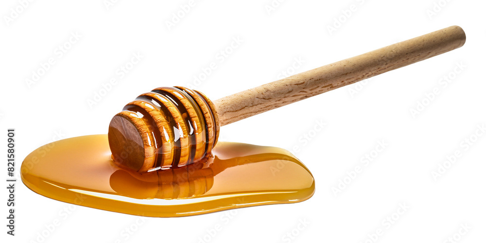 Honey Dipper with Honey Isolated on a Transparent Background. Honey Spoon PNG Generative AI Honey Dipper with Honey Isolated on a Transparent Background. Honey Spoon PNG Generative AI