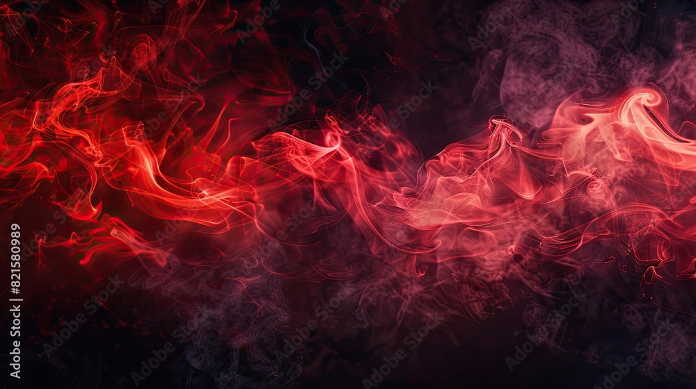 Fototapeta premium Abstract red smoke on black background
