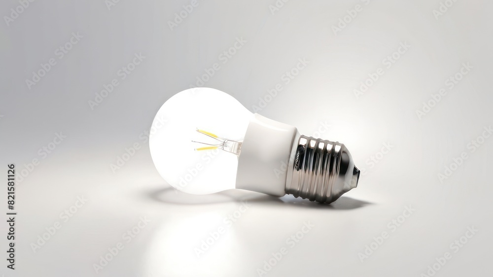 Sleek LED bulb against a white, minimalistic background with subtle lighting. Sleek LED bulb against a white, minimalistic background with subtle lighting.