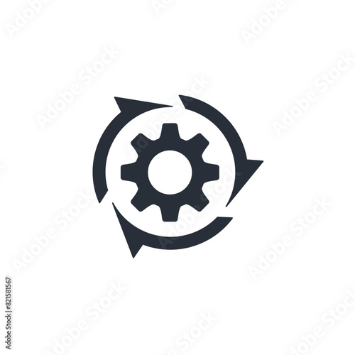 Working mechanism. Execution of the process. Vector linear icon isolated on white background.